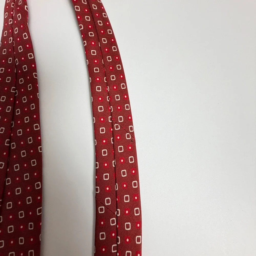 Gianfranco Ferre Red‎ Geometric Square Dot 100% Silk Tie Italy